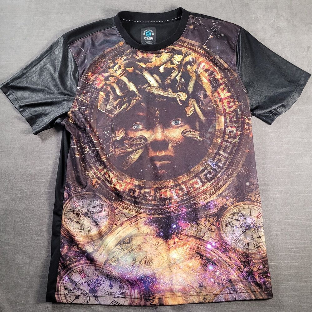 Enyce Vintage‎ 1996 Medusa Shirt Black Full Front Graphic Print Mens Size 2XL